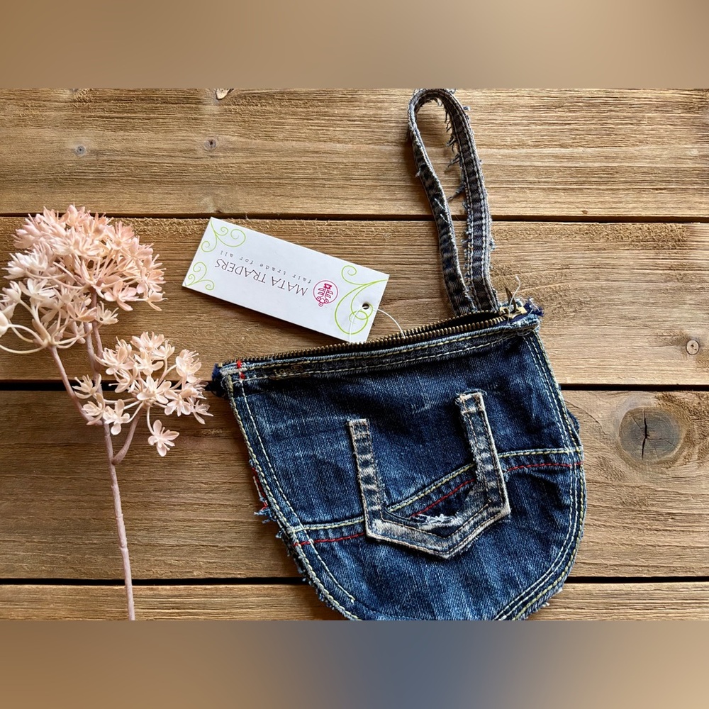 Mata Traders Recycled Denim Zippered Wristlet